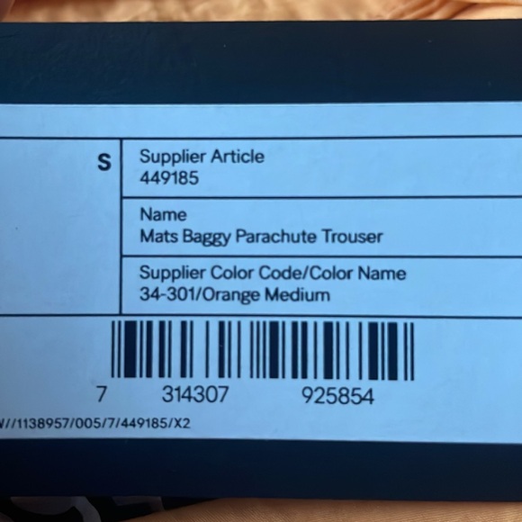 Weekday parachute pants in orange, 100% cotton fabric. New with tags. - Picture 2 of 3